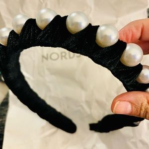 Tasha Nordstrom pearl and black wrapped headband